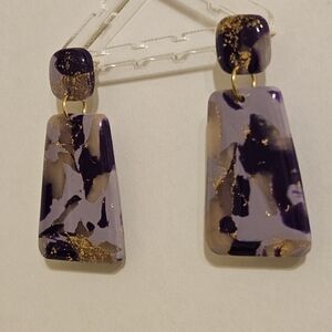 Elegant Purple and Gold Dangle Earrings